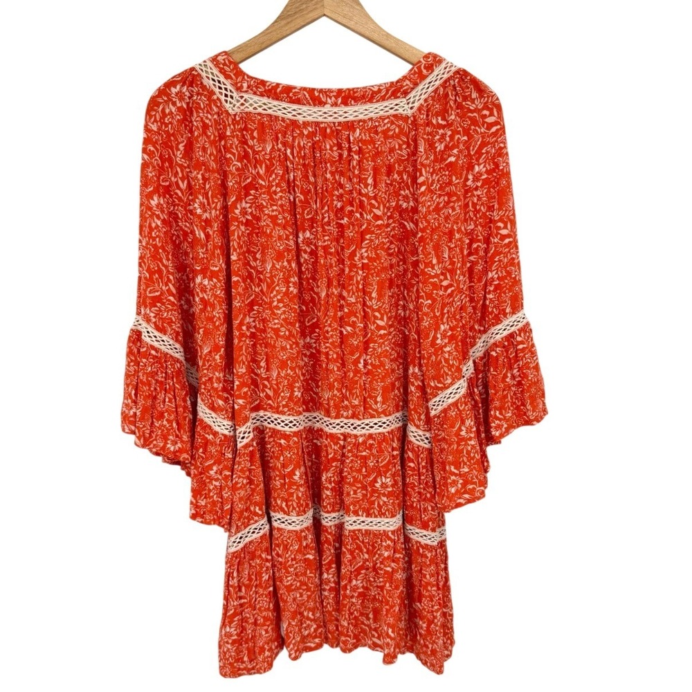 NEW Free People Talk About It Tunic Top Medium Boho Crochet Tiered Bell Sleeve - Picture 3 of 8